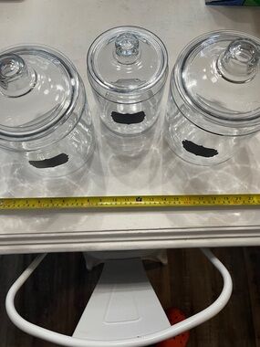 Set of 3 Clear Glass Apothecary Jars with Lids